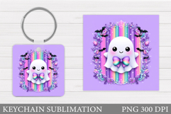 Cute Ghost Keychain Design. Cute Halloween Keychain Product Image 1