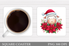 Christmas Lamb Coaster. Christmas Coaster Sublimation Product Image 1