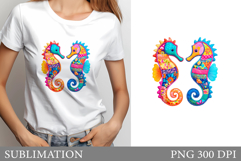 Cute Seahorse T-Shirt Design. Cute Seahorse Sublimation Product Image 1
