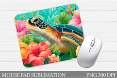 Turtle Mouse Pad Sublimation. Sea Mouse Pad Design Product Image 1