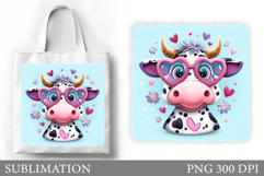 Cute Cow Tote Bag Design. Cute Cow Sublimation Product Image 1