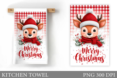 Christmas Deer Kitchen Towel. Christmas Kitchen Towel Design Product Image 1