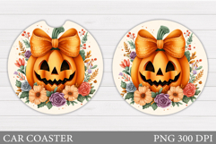 Halloween Pumpkin Coaster. Halloween Car Coaster Design Product Image 1