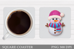 Christmas Disco Snowman Coaster. Christmas Coaster Design Product Image 1