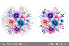 Floral Wind Spinner Sublimation. Flowers Wind Spinner Design Product Image 1