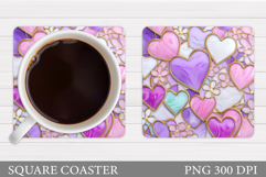 Hearts Coaster Sublimation. Valentines Coaster Design Product Image 1