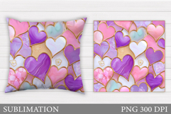 Hearts Pillow Design. Valentines Pillow Sublimation Product Image 1