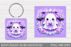 Halloween Ghost Keychain. Halloween Keychain Sublimation Product Image 1