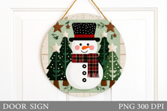 Christmas Snowman Door Sign. Christmas Door Sign Design Product Image 1