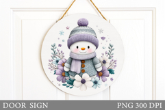 Cute Snowman Door Sign Design. Christmas Sublimation Product Image 1