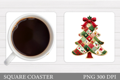 Christmas Tree Coaster Design. Patchwork Christmas Coaster Product Image 1