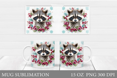 Christmas Raccoon Mug Design. Christmas Mug Sublimation Product Image 1