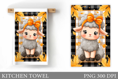Fall Lamb Kitchen Towel. Fall Kitchen Towel Sublimation Product Image 1