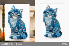 Cute Cat Garden Flag Design. Cute Cat Sublimation Product Image 1