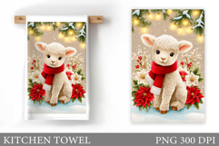 Christmas Lamb Kitchen Towel. Christmas Kitchen Towel Design Product Image 1