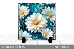 Flowers Square Sublimation. Floral Slate Sublimation Product Image 1