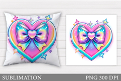 Iridescent Heart Pillow Design. Valentines Sublimation Product Image 1
