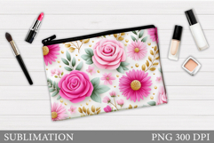 Flowers Makeup Bag Design. Flowers Sublimation Product Image 1
