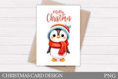 Christmas Penguin Card. Christmas Card Printable Product Image 1