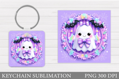 Halloween Ghost Keychain. Halloween Keychain Sublimation Product Image 1