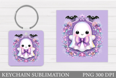 Halloween Ghost Keychain. Halloween Keychain Sublimation Product Image 1
