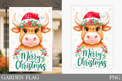 Christmas Cow Garden Flag. Christmas Garden Flag Design Product Image 1