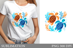 Sea Turtle T-Shirt Design. Turtle Sublimation Product Image 1