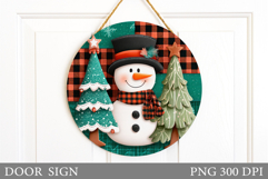 Christmas Snowman Door Sign. Christmas Door Sign Design Product Image 1