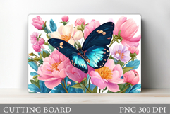 Butterfly Cutting Board. Flowers Cutting Board Sublimation Product Image 1