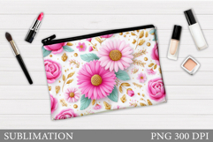 Flowers Makeup Bag Design. Floral Makeup Pouch Sublimation Product Image 1