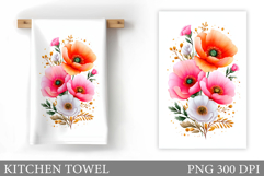 Flowers Kitchen Towel. Floral Kitchen Towel Sublimation Product Image 1