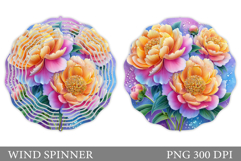 Flowers Wind Spinner Design. Floral Wind Spinner Sublimation Product Image 1