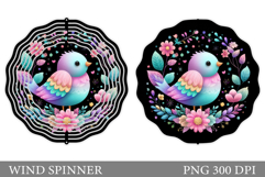 Cute Bird Wind Spinner Design. Bird Flowers Wind Spinner Product Image 1
