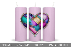 Heart Tumbler Sublimation. Valentines Tumbler Wrap Design Product Image 1