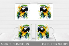 Cute Parrot Mug Design. Parrot Flowers Mug Sublimation Product Image 1