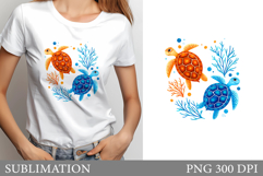 Sea Turtle T-Shirt Design. Turtle Sublimation Product Image 1