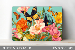 Butterfly Cutting Board. Flowers Cutting Board Sublimation Product Image 1