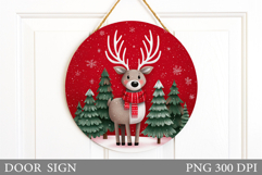 Christmas Deer Door Sign. Christmas Door Sign Sublimation Product Image 1