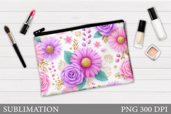 Flowers Makeup Bag Design. Floral Makeup Pouch Sublimation Product Image 1