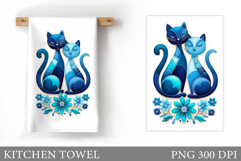 Cute Cats Kitchen Towel Design. Cute Cats Sublimation Product Image 1
