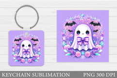 Cute Ghost Keychain Design. Cute Halloween Keychain Product Image 1