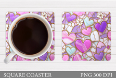 Hearts Coaster Sublimation. Hearts Square Coaster Design Product Image 1