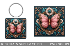 Butterfly Keychain Design. Butterfly Square Keychain Product Image 1