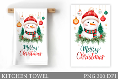 Snowman Kitchen Towel Design. Christmas Kitchen Towel Product Image 1