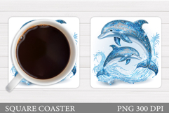 Dolphins Coaster Design. Dolphins Sublimation Product Image 1