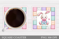 Cute Bunny Coaster Design. Cute Bunny Sublimation Product Image 1