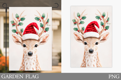 Reindeer Garden Flag. Christmas Garden Flag Sublimation Product Image 1