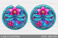 Dragonfly Car Coaster. Dragonfly Sublimation Product Image 1