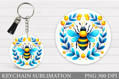 Bee Keychain Design. Bee Sublimation Product Image 1