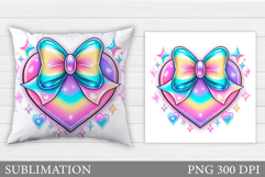 Iridescent Heart Pillow Design. Valentines Sublimation Product Image 1